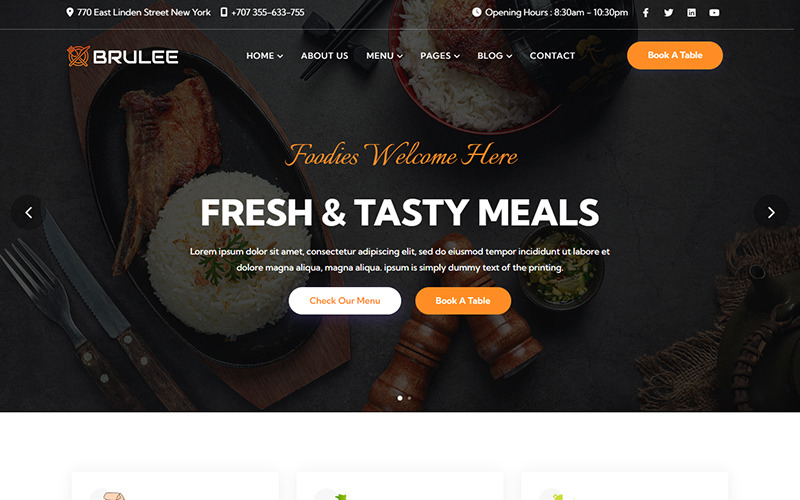 Brulee - Restaurant Cafe & Fast Food HTML Template Website Template