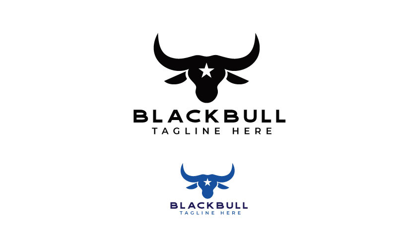 Bull Head Silhouette Logo design Logo Template