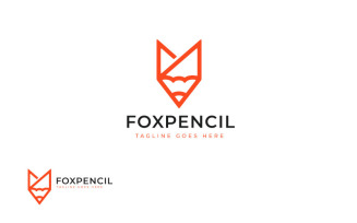 Fox Pencil Logo Design Vector Template