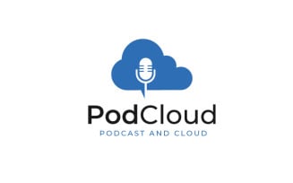 Podcast Cloud Logo, Cloud Computing With Mic Podcast Logo Template