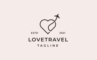 Retro Plane With Heart For Transportation Or Travel Logo Template