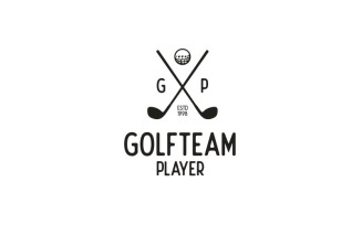 Simple Vintage Retro Crossed Stick Golf Logo Design
