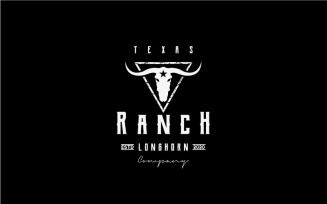 Texas Longhorn, Western Bull Cattle Vintage Retro Logo