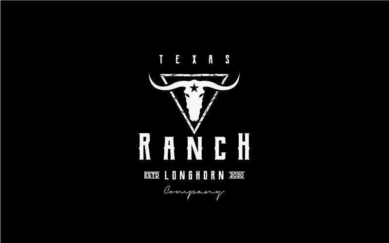 Texas Longhorn, Western Bull Cattle Vintage Retro Logo Logo Template