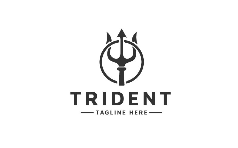 Trident Logo Design, Neptune God Poseidon Triton King Spear Logo Logo Template