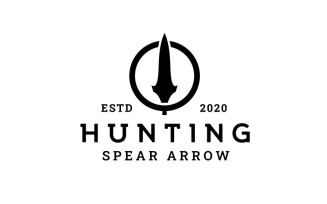 Vintage Hipster Arrowhead Spear Hunting Logo Design