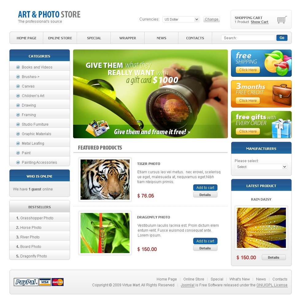 Art Store VirtueMart Template 27774