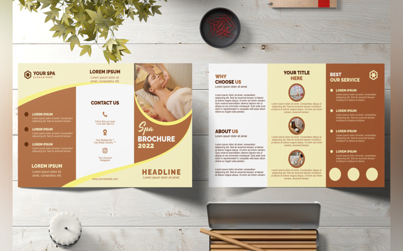 Beauty Spa Tri-Fold Brochure Corporate Identity