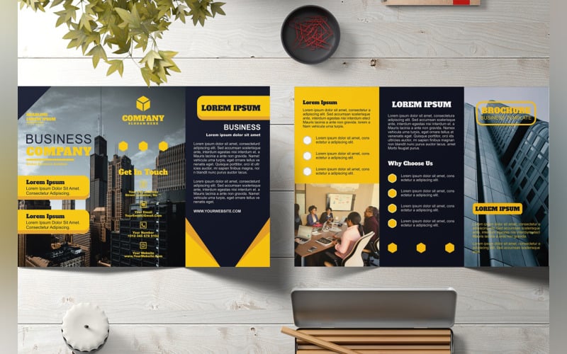 Business Company Tri-Fold Brochure Corporate Identity