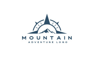 Compass With Mountain Logo Template