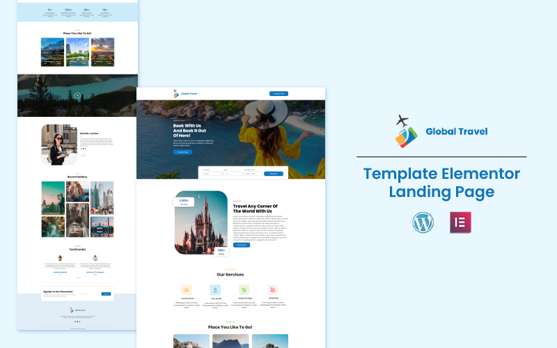 Global Travel - Tour and Travels Elementor Landing page Elementor Kit