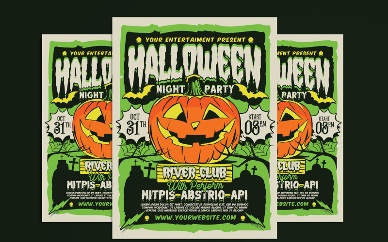 Halloween Night Party Flyer Template Corporate Identity
