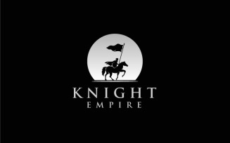 Horseback Knight, Horse Warrior Paladin Medieval Logo Design Template