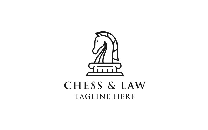 Line Art Knight Horse Chess And Law Logo Design Template Logo Template