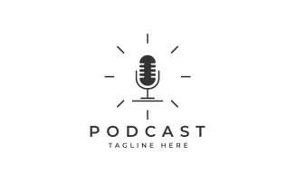 Microphone For Podcast Logo Design Template
