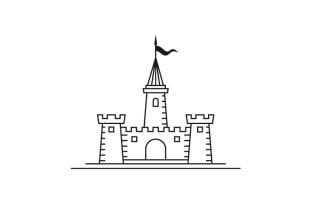 Minimalist Line Art Castle Logo