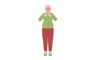Angry old woman with red face semi flat color vector character