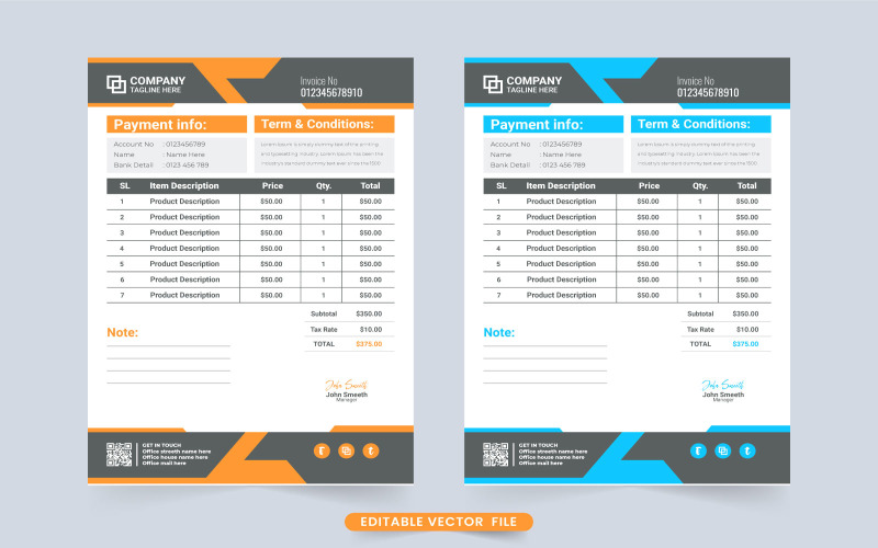 Business cash receipt and invoice vector Corporate Identity
