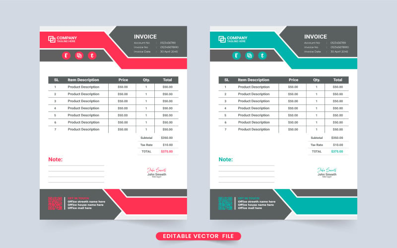 Company receipt and invoice template Corporate Identity