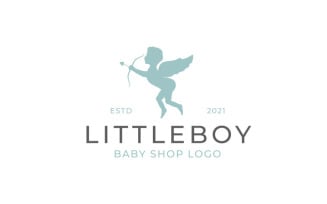 Cute Cupid For Baby Shop Logo Design Template