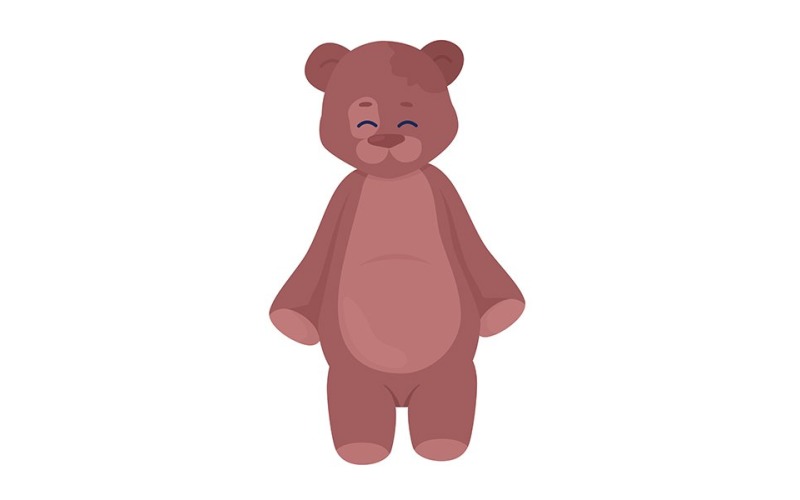 Cute teddy bear semi flat color vector object Illustration