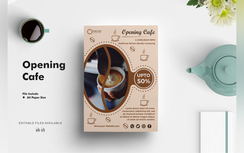 Grand Opening Cafe Flyer Design Corporate Identity