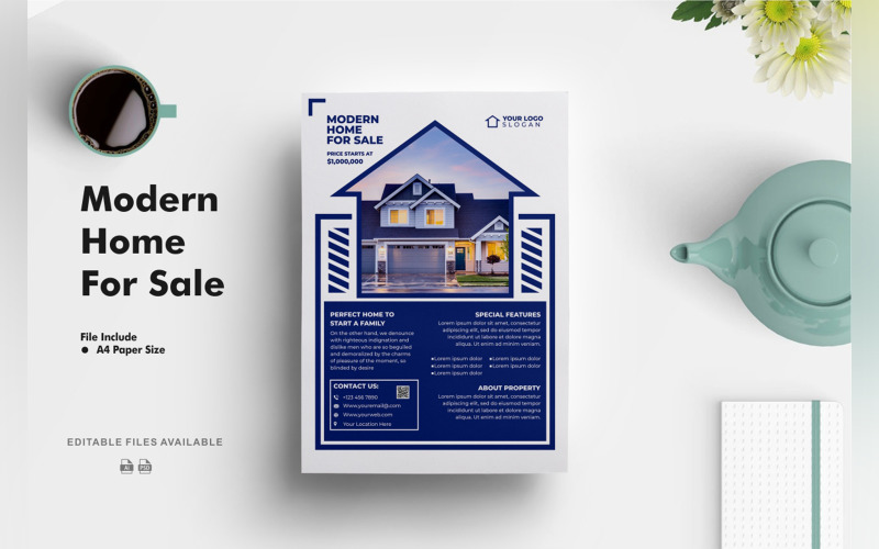 Modern Home For Sale Flyer Corporate Identity