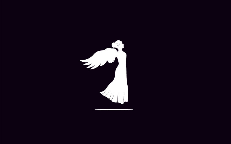 Silhouette Of Beauty Woman Angel Logo Design Logo Template