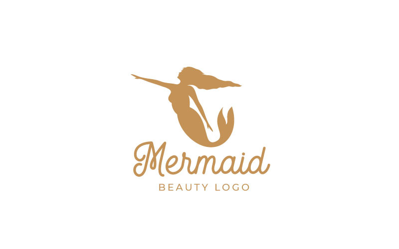 Silhouette of Mermaid With Long Hair Logo Design Template Logo Template