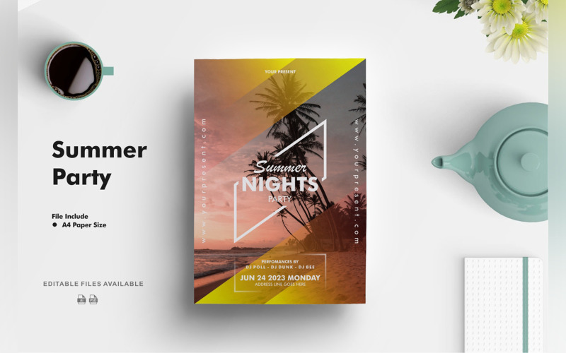 Summer Party Flyer Design Corporate Identity
