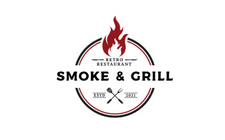 Vintage BBQ Grill, Barbecue Logo Template