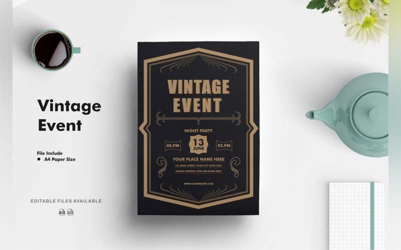 Vintage Event Flyer Template Corporate Identity