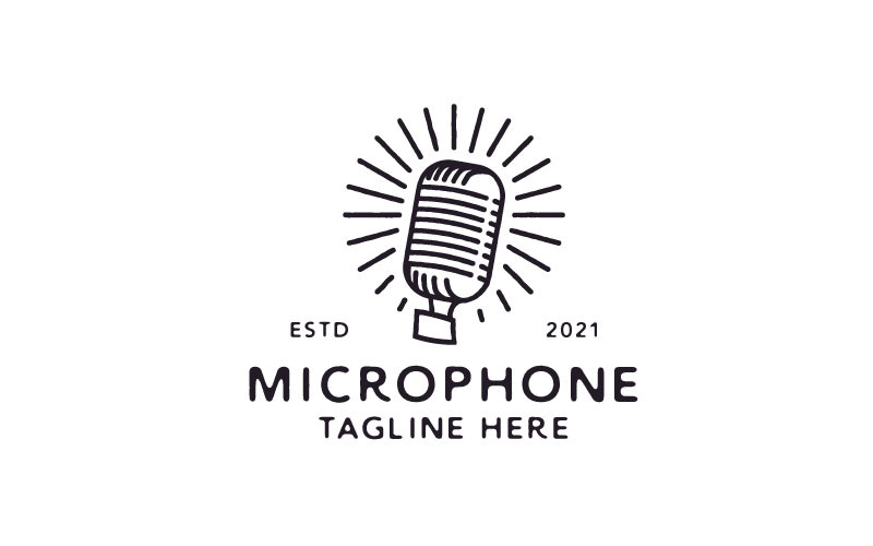 Vintage Hipster Microphone Logo Design Template Logo Template