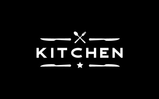 Vintage Retro Label Kitchen Knife Restaurant Logo Design Template