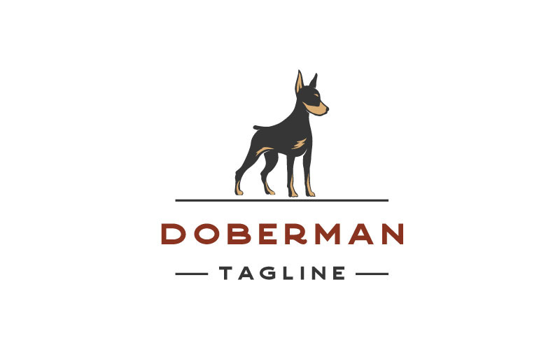 Vintage Retro Silhouette Standing Doberman Dog Logo Design Template Logo Template