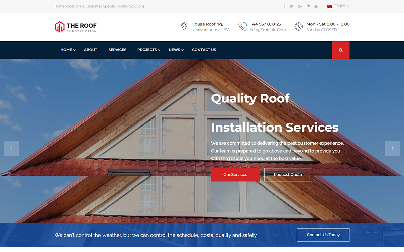 Home Roofing- Construction  Website Template