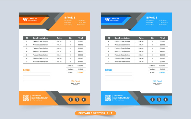 Business payment receipt and invoice vector Corporate Identity