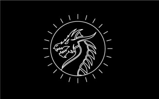 Line Art Dragon Tribal Logo Design Template