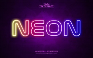 Neon - Editable Text Effect, Shiny Colorful Neon Light Text Style, Graphics Illustration