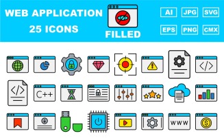 25 Premium Web and Application Filled Icon Pack