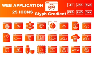 25 Premium Web and Application Glyph Gradient Icon Pack