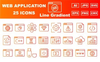 25 Premium Web and Application Line Gradient Icon Pack