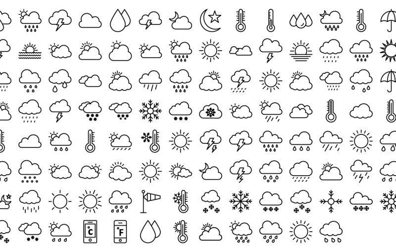 440 Weather Vector Icons Pack Icon Set