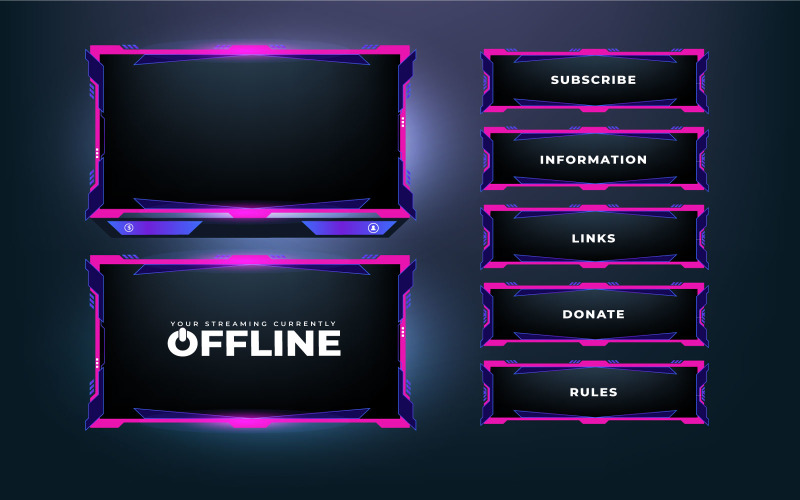 Live gaming overlay template vector Social Media