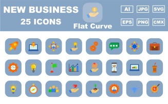 25 Premium New Business Flat Curve Icon Pack