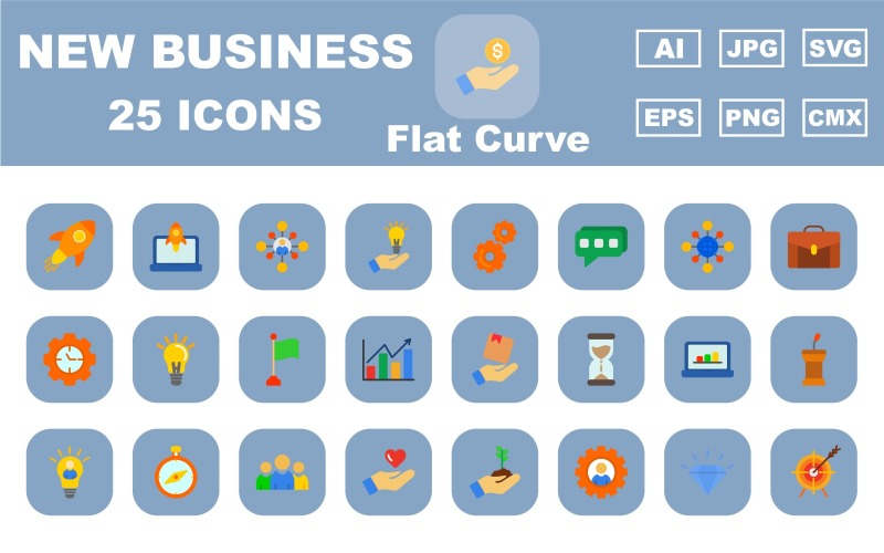 25 Premium New Business Flat Curve Icon Pack Icon Set