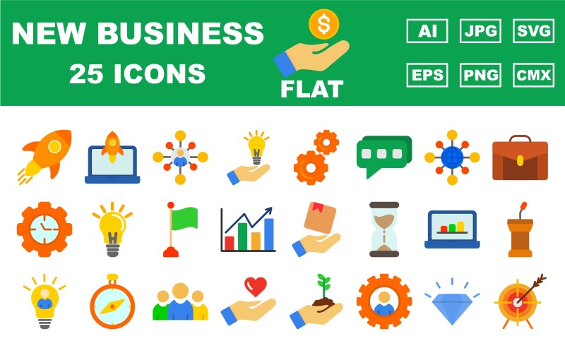 25 Premium New Business Flat Icon Pack Icon Set