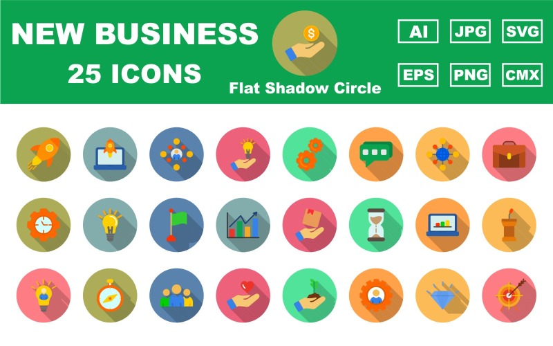 25 Premium New Business Flat Shadow Circle Icon Pack Icon Set