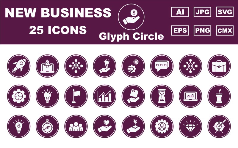 25 Premium New Business Glyph Circle Icon Pack Icon Set