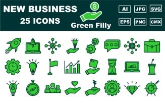 25 Premium New Business Green Filly Icon Pack